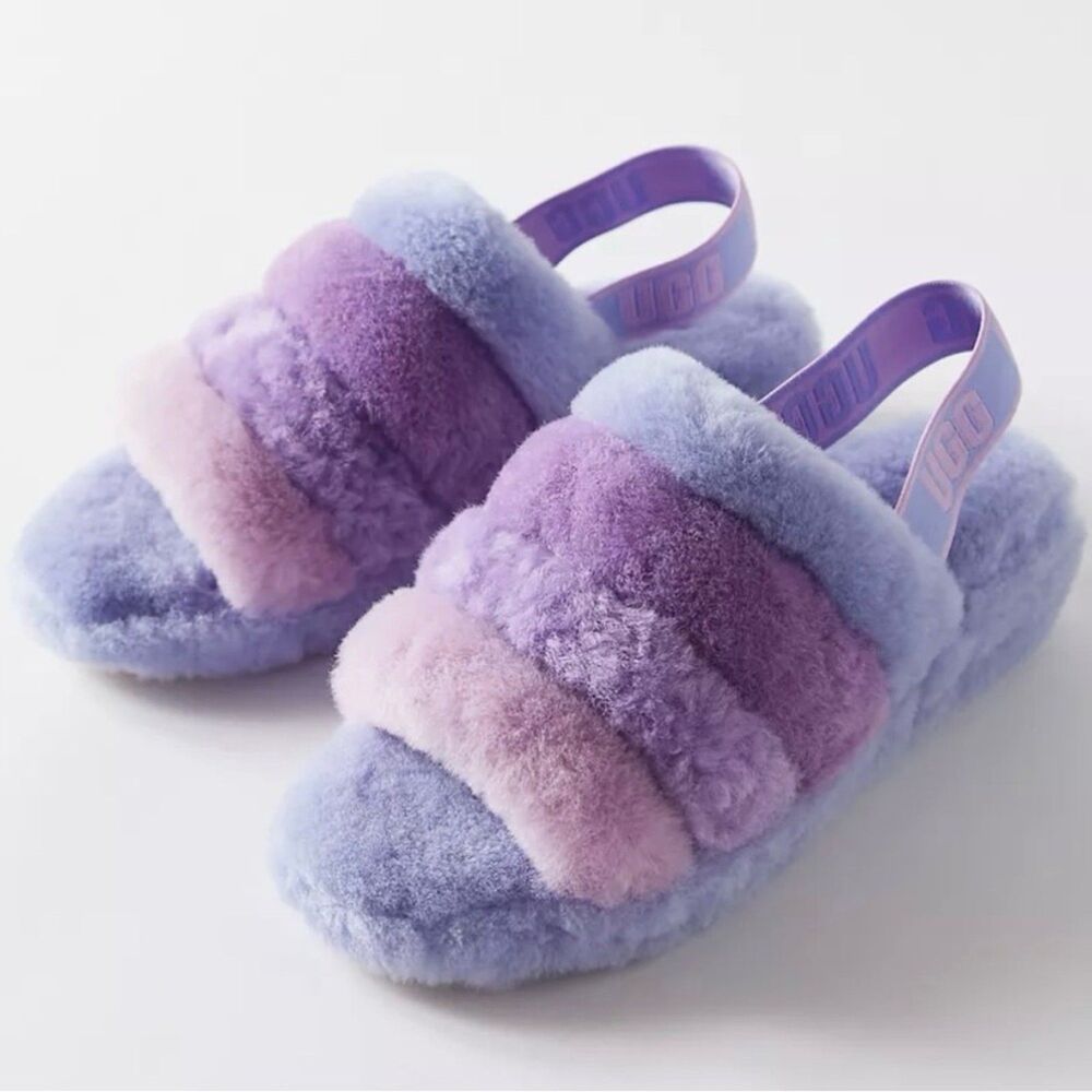 UGG Women's US 7 Fluff Yeah Multicolor Slide Sandal Gently Used